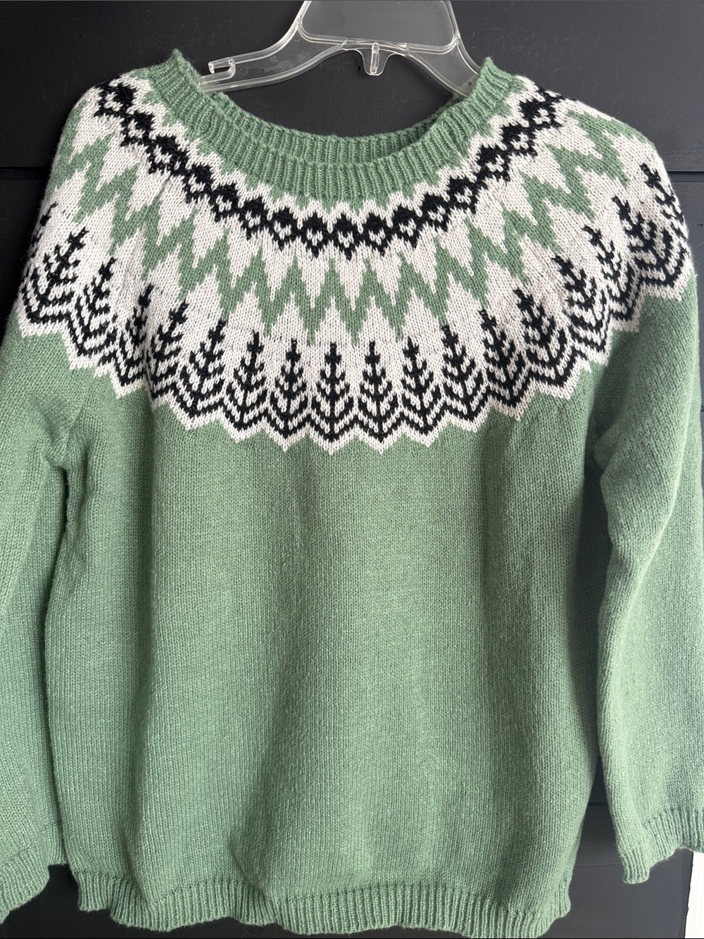 Women’s Mint Green Nordic Yoke Crewneck Sweater XL